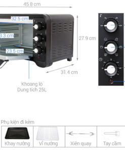 Lò nướng Sanaky VH-259S2D - 25 lít, màu đen