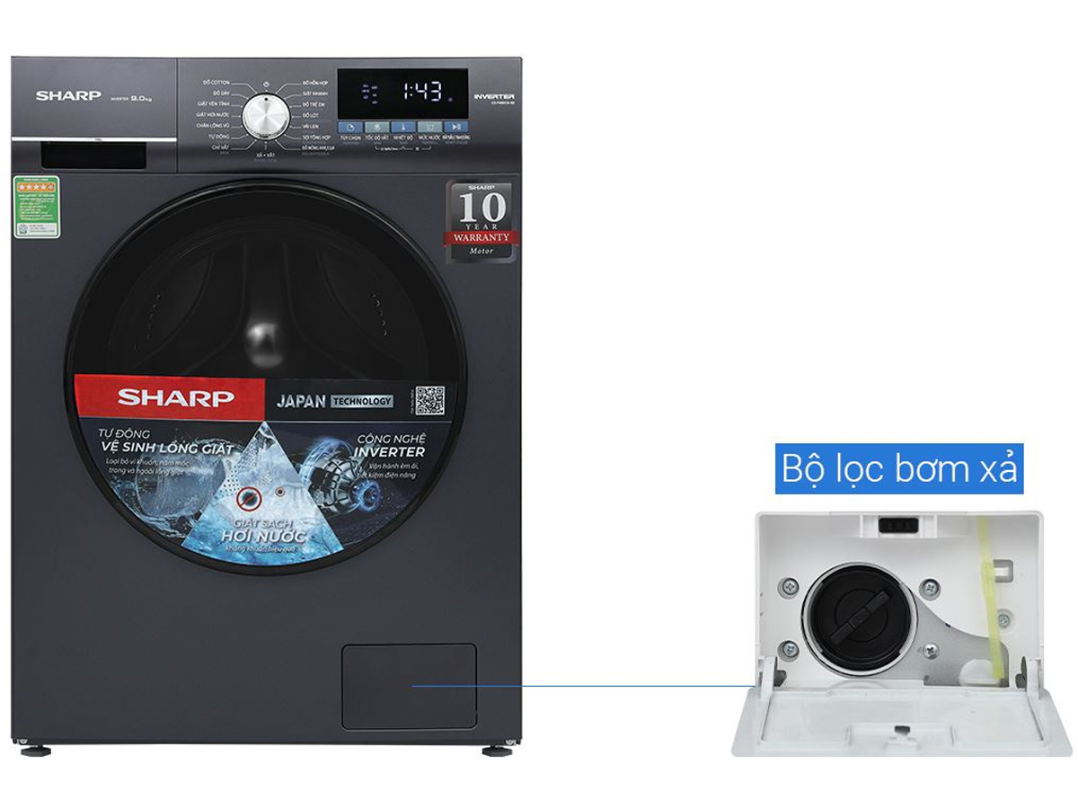 Máy giặt Sharp Inverter 11kg ES-FM110CB-SB