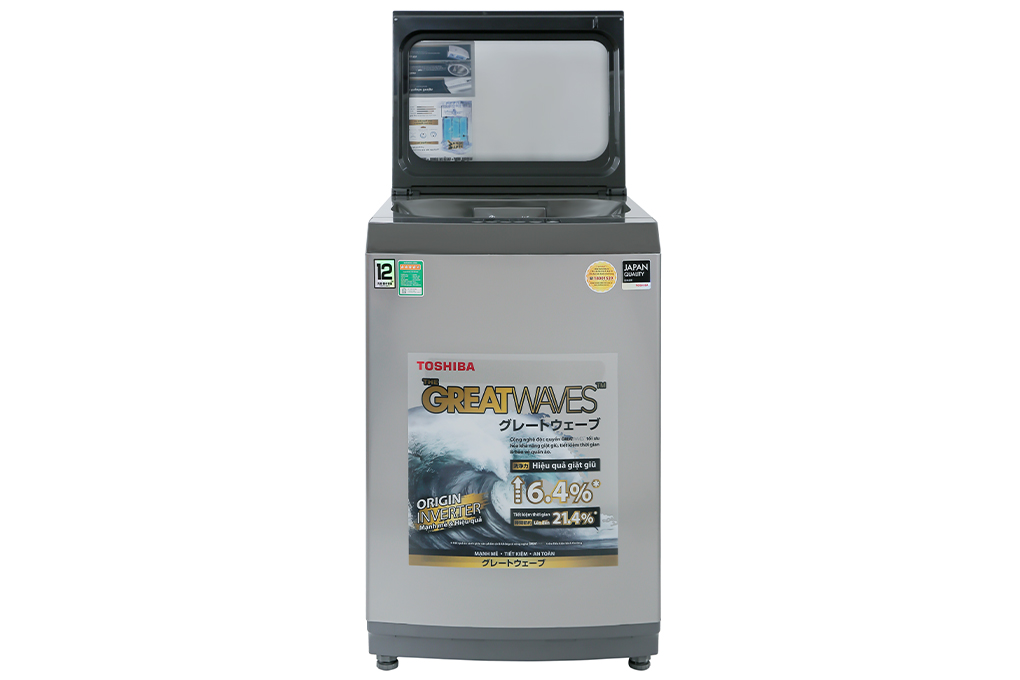 Máy giặt có nắp máy trợ lực được làm bằng kính chịu lực Máy giặt có nắp máy trợ lực được làm bằng kính chịu lực