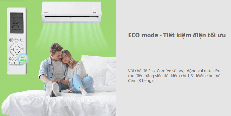 Máy lạnh Comfee có chế độ eco tiết kiệm điện Tiết kiệm điện năng bởi công nghệ inverter