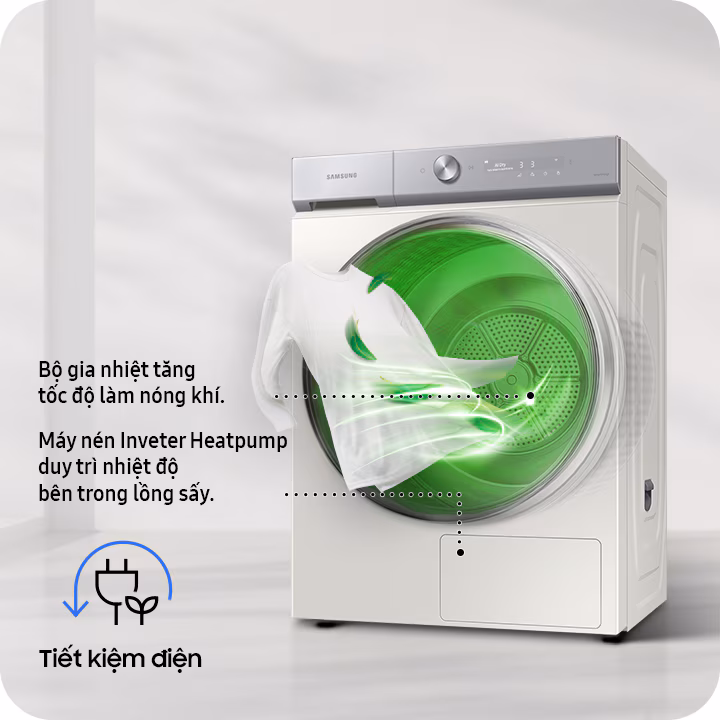 Máy sấy quần áo Samsung Bespoke 17kg DV17B9750CV/SV gia đình đông người không nên bỏ qua