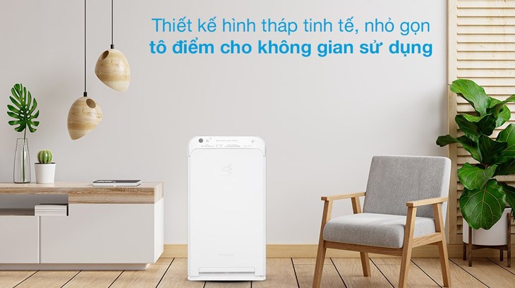 Máy lọc không khí Daikin MC55UVM6 37W có kiểu dáng gọn gàng, màu sắc trang nhã, tô điểm cho không gian sử dụng