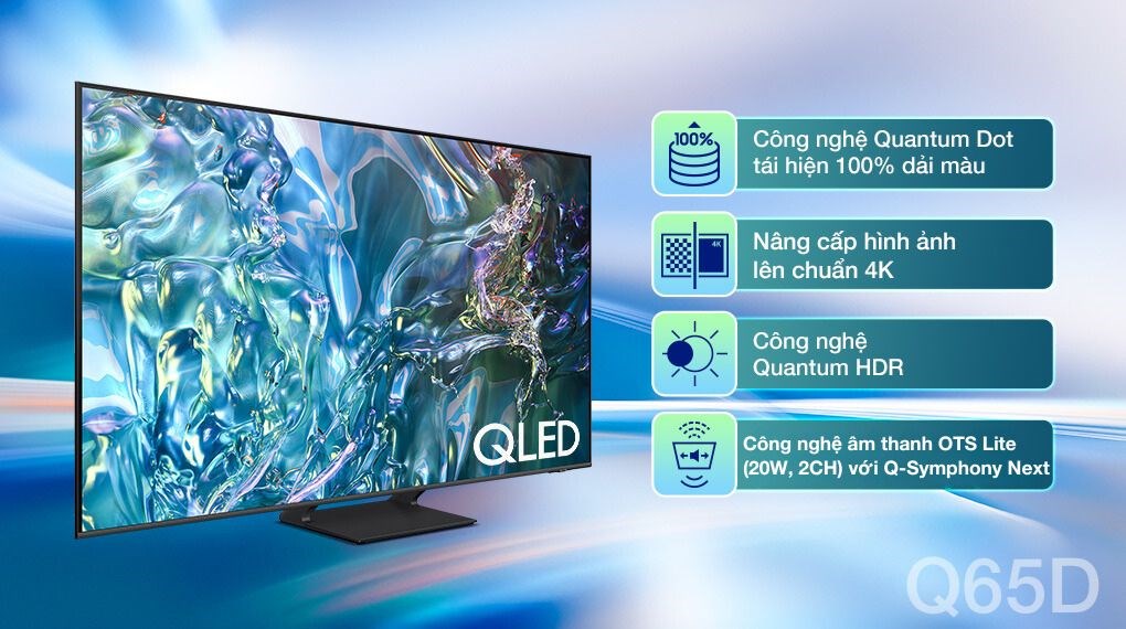 Smart Tivi QLED Samsung 4K 65 inch QA65Q65D nâng cấp trải nghiệm hình ảnh với nhiều công nghệ hiện đại Smart Tivi QLED Samsung 4K 65 inch QA65Q65D nâng cấp trải nghiệm hình ảnh với nhiều công nghệ hiện đại