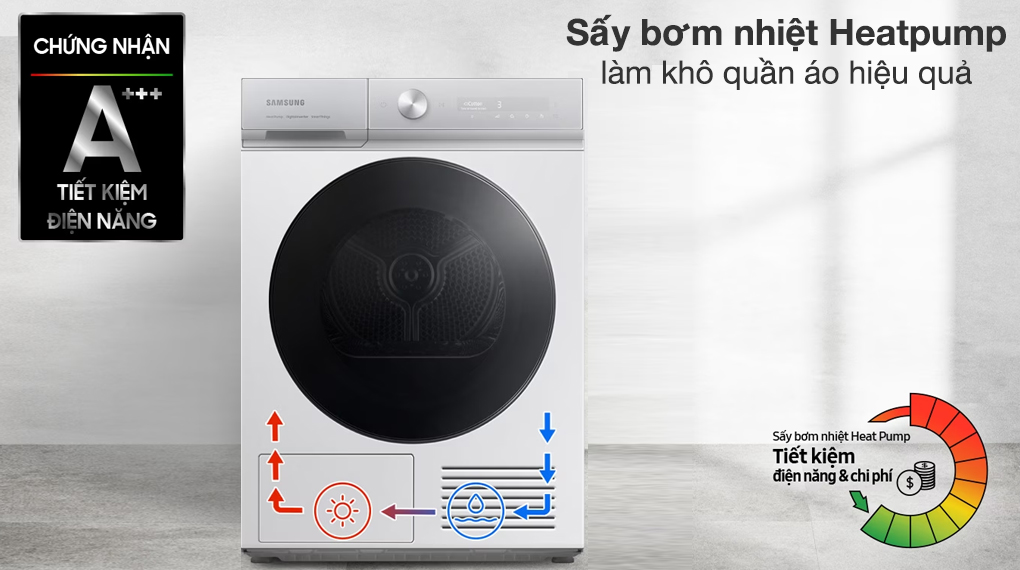 tinh tế phù hợp nhiều không gian Máy sấy quần áo Samsung tinh tế