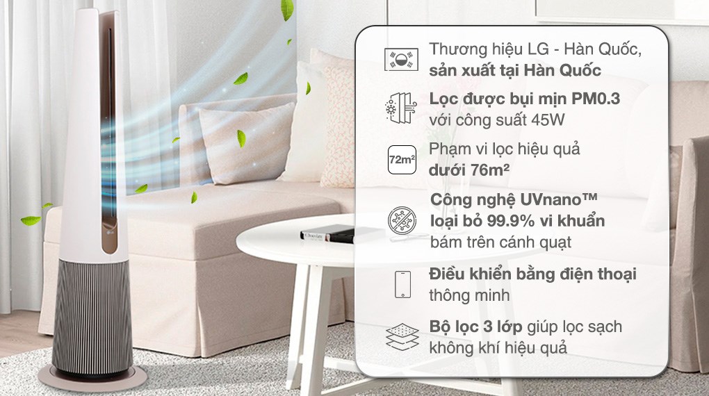 Máy lọc không khí LG PuriCare FS15GPBK0: Công nghệ lọc khí đỉnh cao cho cuộc cống tươi đẹp