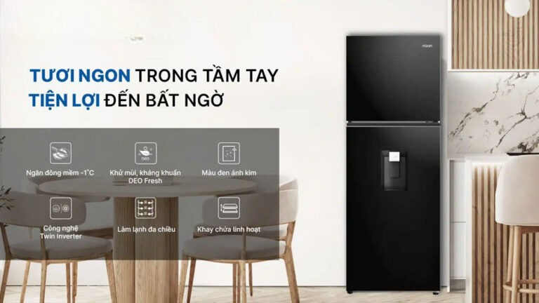 Tủ lạnh Aqua inverter AQR-T265FA(WFB) sở hữu thiết kế ngăn đá trên truyền thống Tủ lạnh Aqua inverter AQR-T265FA(WFB) sở hữu thiết kế ngăn đá trên truyền thống