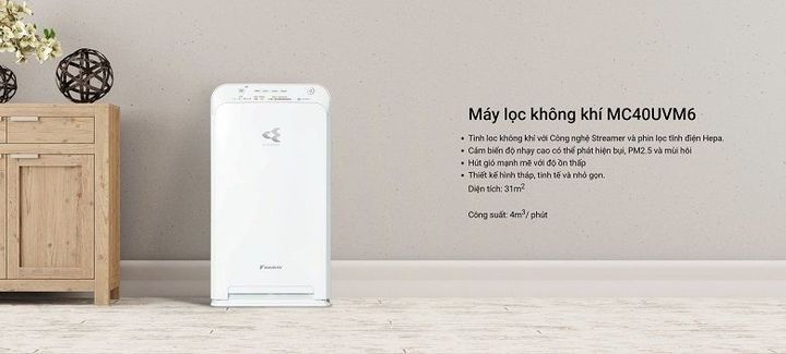 Máy lọc không khí Daikin MC40UVM6-7- Đánh bại ô nhiễm, bảo vệ sức khỏe mỗi ngày cùng với máy lọc không khí