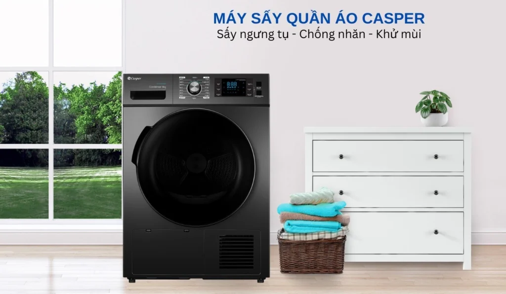 Tìm hiểu những tính năng cơ bản của máy sấy quần áo Casper TD-EE8VG1 model mới 2025