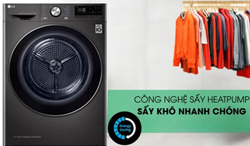 tiết kiệm điện với máy sấy quần áo LG 9kg DVHP09B