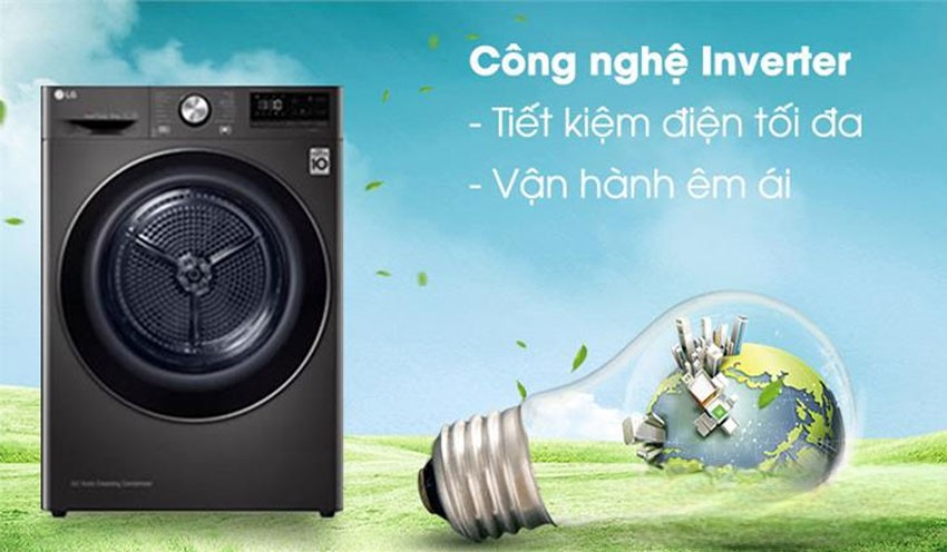 Dung tích sấy 9kg của máy sấy LG giá rẻ DVHP09B