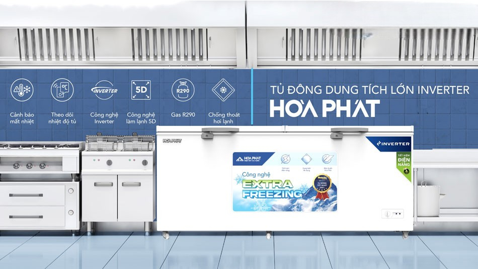 Tủ đông Hòa Phát Inverter 544 lít HPF AD8544  có dung tích siêu lớn 544 lít