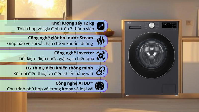 Công nghệ AI DD trên máy giặt LG cửa ngang FX1412N5G Công nghệ AI DD trên máy giặt LG cửa ngang FX1412N5G