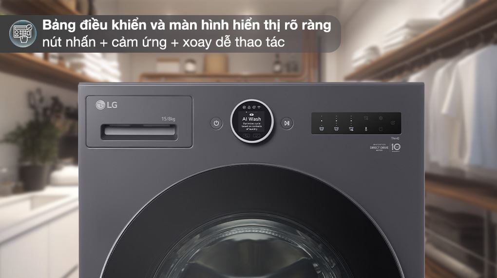 Máy giặt LG 12kg FX1412S3KAV có khối lượng giặt 12kg