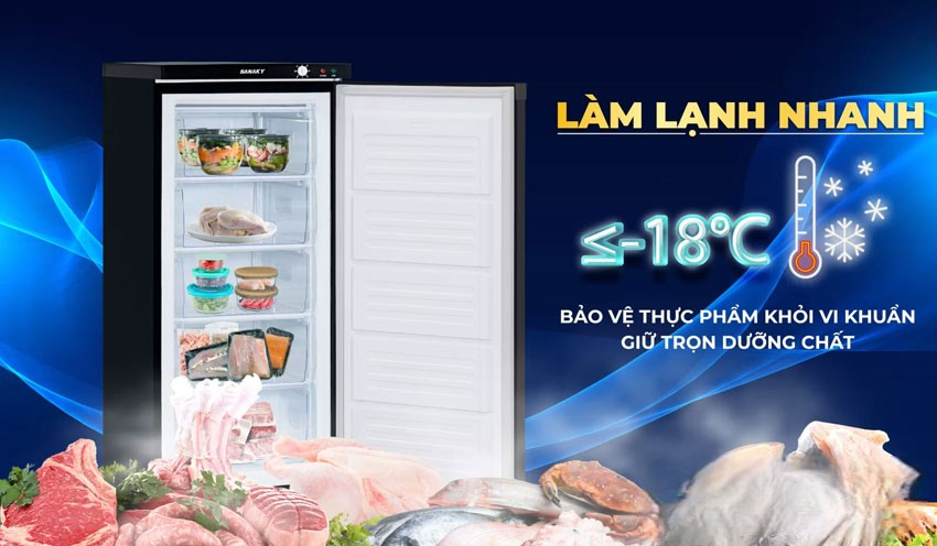 Tủ đông đứng Sanaky VH-180VD3  làm lạnh nhanh 