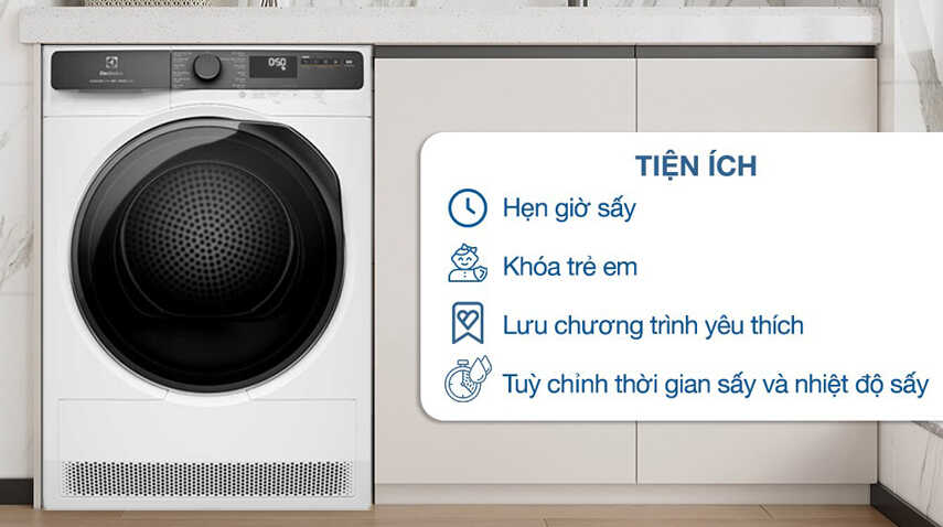 Máy sấy quần áo Electrolux EDH803J5WC vận hành ổn định với độ ồn thấp