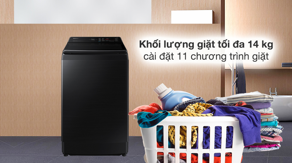 Máy giặt Samsung cửa trên WA14CG5886BDSV có khối lượng giặt 14kg Máy giặt Samsung cửa trên WA14CG5886BDSV có khối lượng giặt 14kg