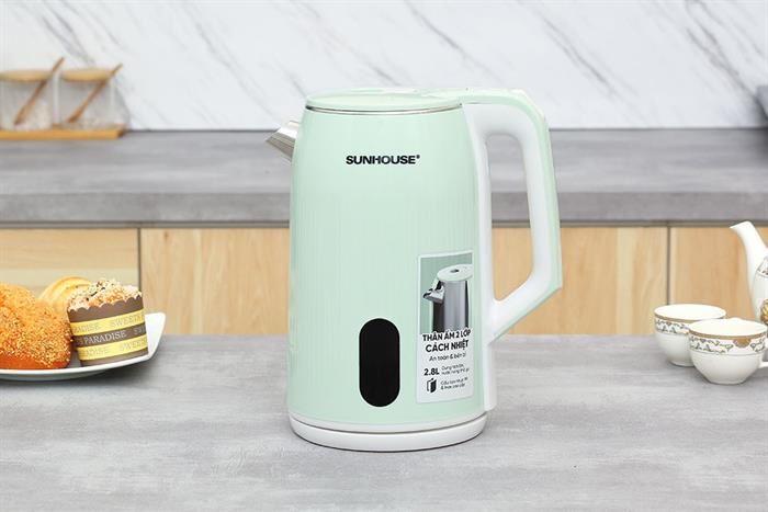 Ấm đun siêu tốc Sunhouse 2.8 lít SHD1364 Màu Xanh mint Ấm đun siêu tốc Sunhouse 2.8 lít SHD1364 có dung tích lớn 2.8 lít đáp ứng được nhu cầu sử dụng nước nóng của gia đình đông người