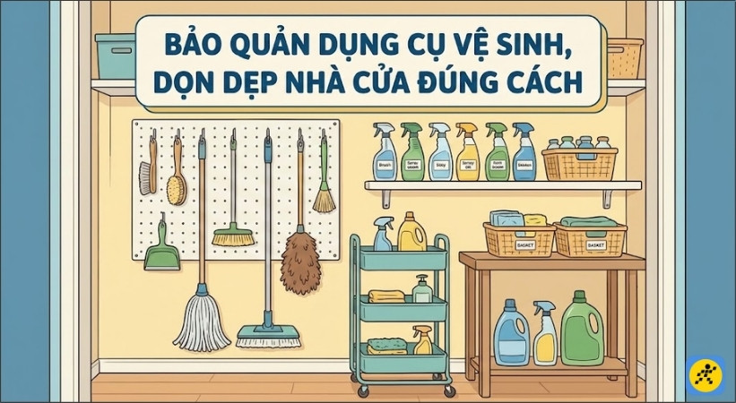 Sau khi sử dụng, bạn nên sắp xếp và bảo quản đồ dùng gọn gàng, khô ráp và sạch sẽ