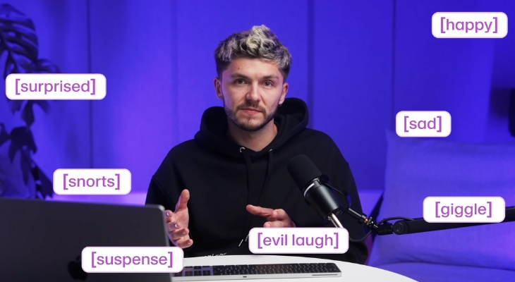 Dùng các thẻ mô tả cảm xúc đặt trong ngoặc vuông để tạo giọng thoại có cảm xúc theo ý muốn