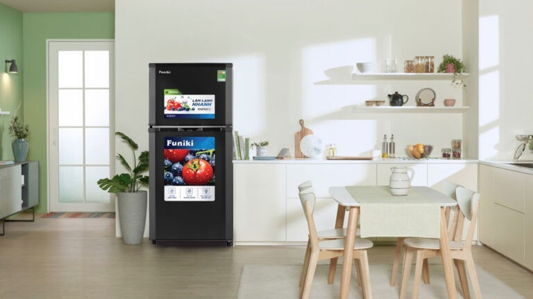 Tủ lạnh Funiki inverter HR T8185TDG 2 cánh 185 lít thiết kế đẹp mắt Tủ lạnh Funiki inverter HR T8185TDG 2 cánh 185 lít thiết kế đẹp mắt