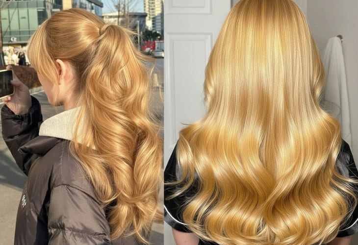 Tóc màu vàng mật ong sống động, tươi sáng