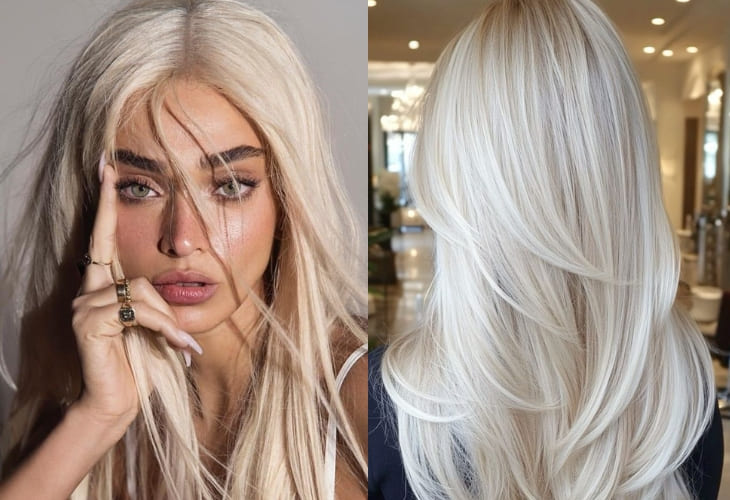 Tóc màu vàng bạch kim tạo sự tương phản độc đáo với làn da bánh mật