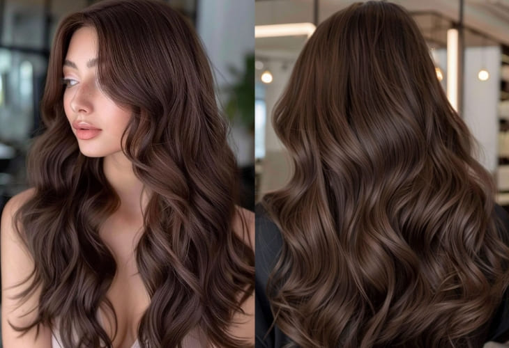 Tóc màu nâu socola làm nổi bật làn da ngăm