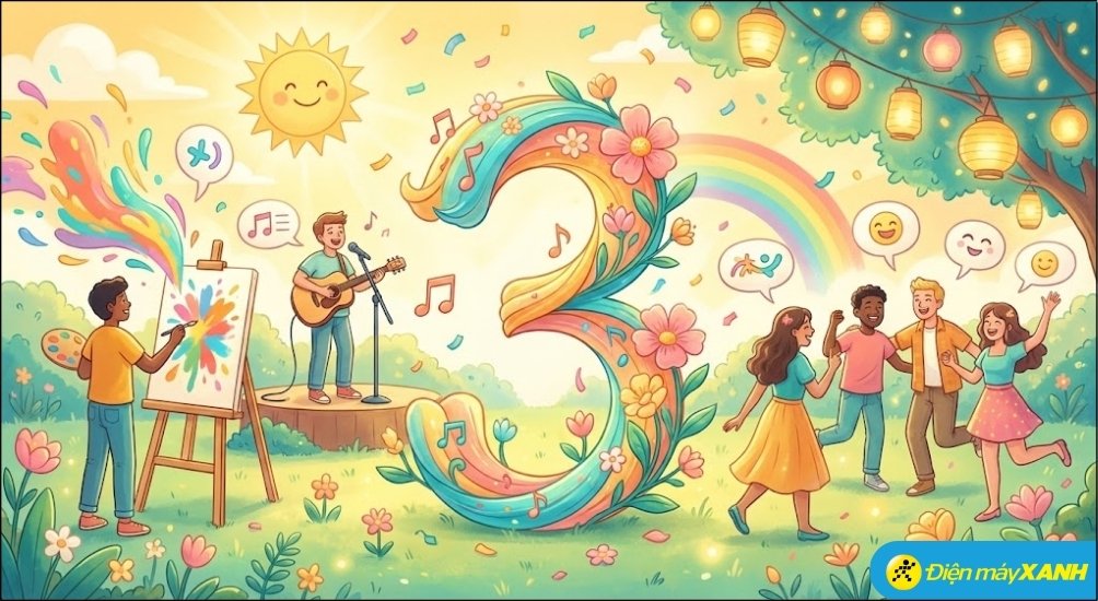 Trong chu kỳ 9 năm của Thần số học, số 3 đại diện cho sự mở rộng xã hội và phát triển tư duy sáng tạo Trong chu kỳ 9 năm của Thần số học, số 3 đại diện cho sự mở rộng xã hội và phát triển tư duy sáng tạo