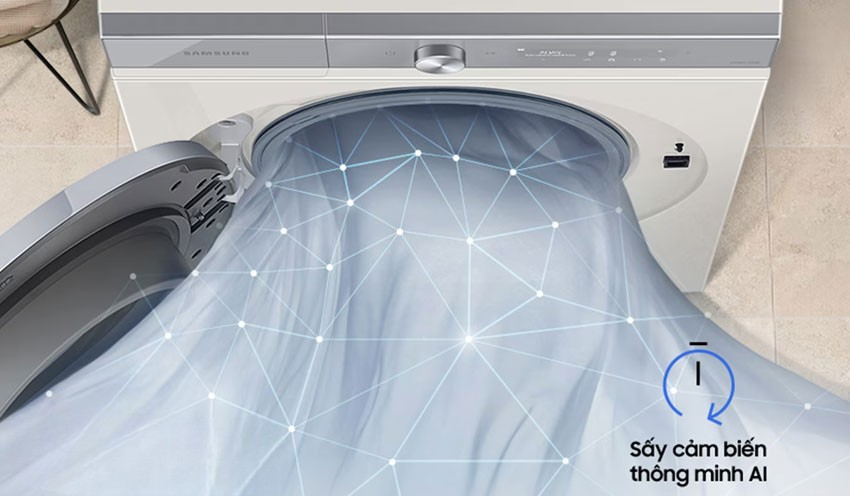 Về mặt sấy khô của máy sấy quần áo Samsung DV17B9750CV/SV