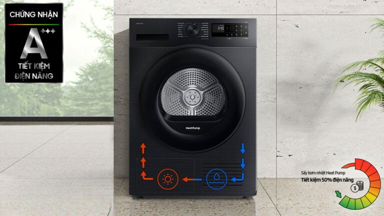 Samsung heatpump 9kg DV90CGC2A0AB/SV có thiết kế sang trọng, nâng tầm không gian sống