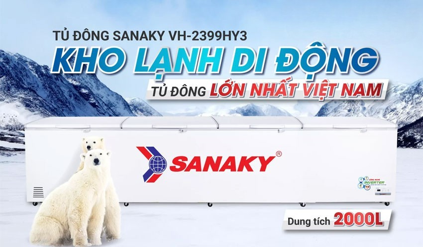 Sanaky VH-2399HY3 thuộc nhóm tủ đông dung tích lớn
