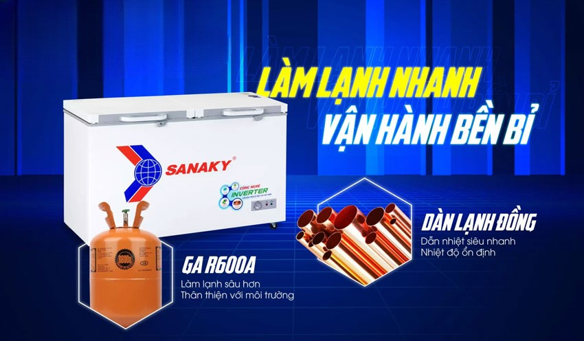 thiết kế tổng thể của tủ đông Sanaky VH-5699HY4K thiết kế tổng thể của tủ đông Sanaky VH-5699HY4K