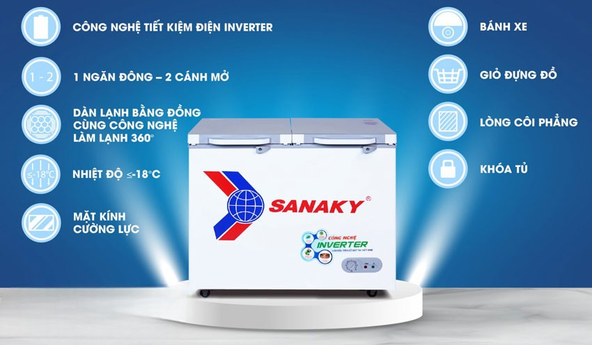 Thiết kế tủ đông Sanaky Inverter 1 ngăn đông VH-4099A4K gọn gàng Thiết kế tủ đông Sanaky Inverter 1 ngăn đông VH-4099A4K gọn gàng