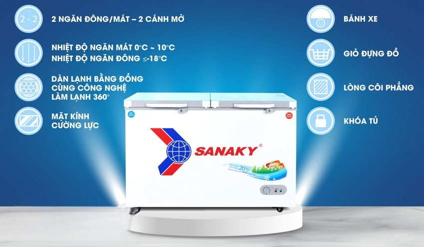 Tổng quan về tủ đông Sanaky VH-2599W4KD Tổng quan về tủ đông Sanaky VH-2599W4KD