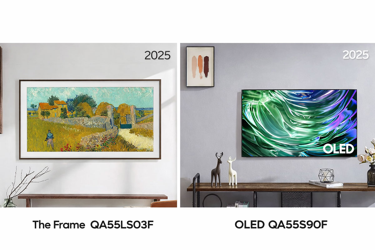 So sánh tivi Samsung QA55LS03F và QA55S90F về thiết kế