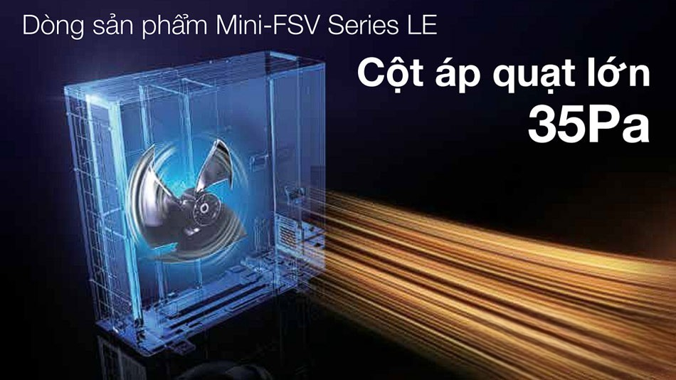 Dòng điều hòa trung tâm Panasonic 5HP U-5LE2H7 có cột áp tĩnh quạt giải nhiệt lên tới 35Pa. Dòng điều hòa trung tâm Panasonic 5HP U-5LE2H7 có cột áp tĩnh quạt giải nhiệt lên tới 35Pa.