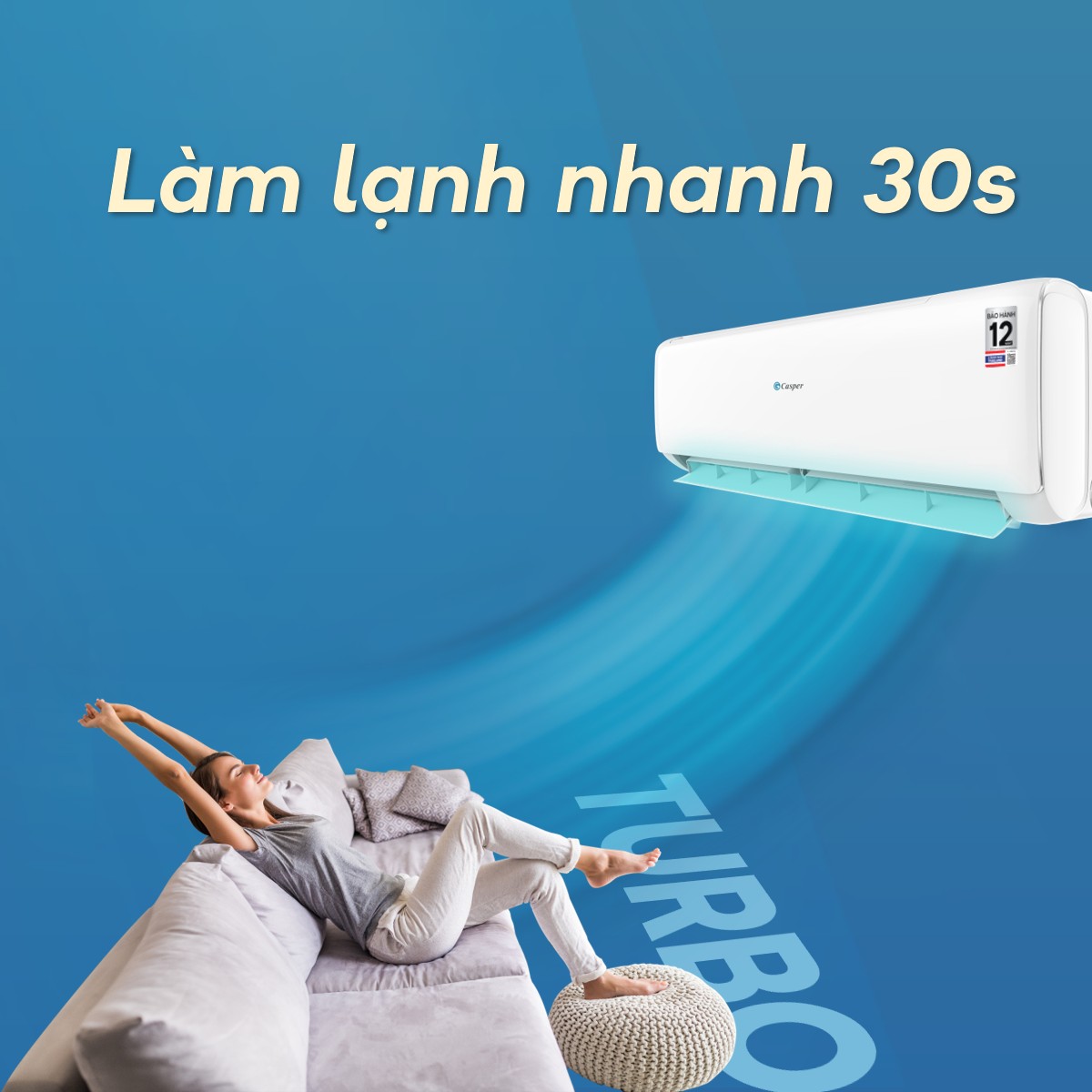 Điều hòa Casper 12000 JC-12IU36 với chế độ làm lạnh nhanh Turbo