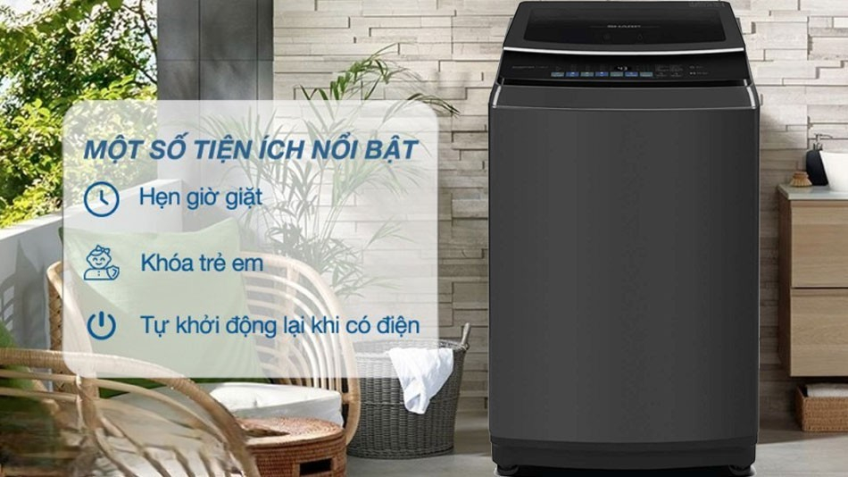 Máy giặt giá rẻ Sharp Inverter 11Kg ES-TM110CD-DS vận hành êm ái