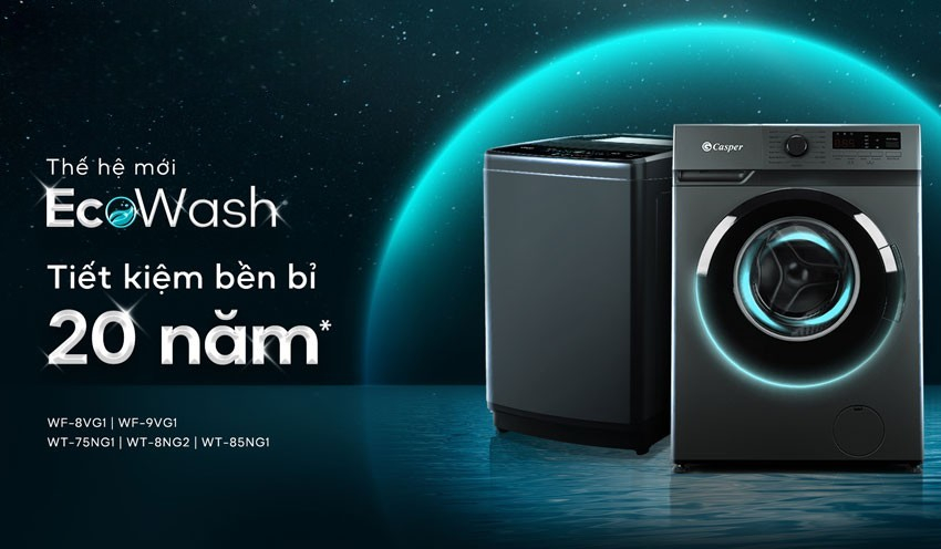 Thiết kế nhỏ gọn, hiện đại và tiện lợi trên máy giặt Casper 8.5Kg WT-85NG1 Thiết kế nhỏ gọn, hiện đại và tiện lợi trên máy giặt Casper 8.5Kg WT-85NG1