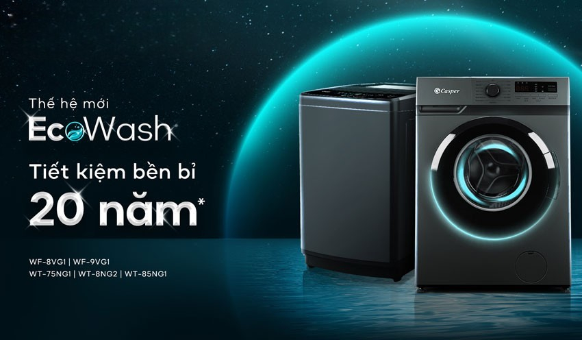 Thiết kế nhỏ gọn, hiện đại và tiện lợi trên máy giặt Casper 8.5Kg WT-85NG1