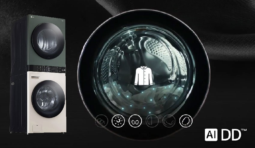Máy giặt sấy LG WT1410NHEG với trí tuệ nhân tạo AI