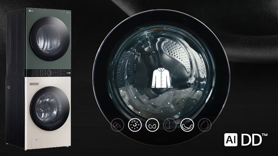 Công nghệ Auto Sense Ai DD™ trên tháp giặt sấy LG WT2517NHEG Công nghệ Auto Sense Ai DD™ trên tháp giặt sấy LG WT2517NHEG