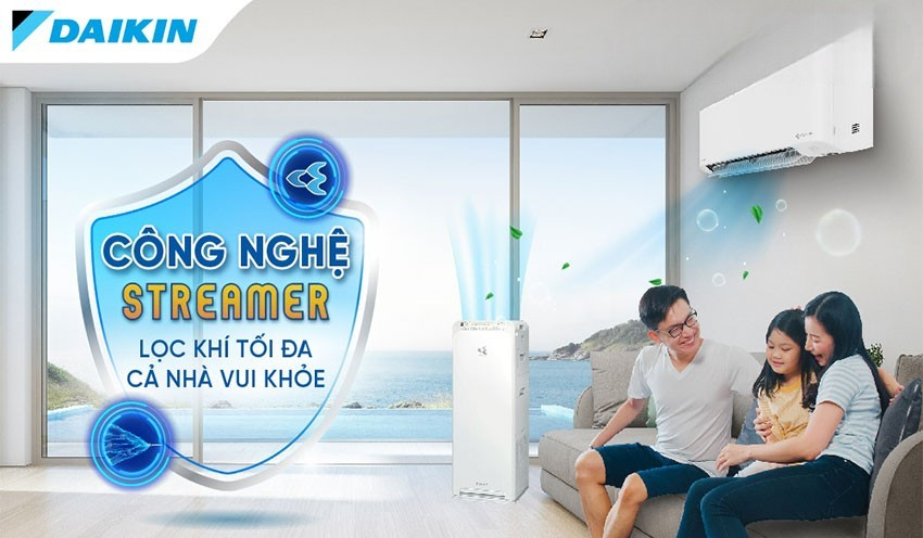 Máy lạnh Daikin FTKF25ZVMV còn lọc không khí bằng công nghệ Streamer độc quyền Máy lạnh Daikin FTKF25ZVMV còn lọc không khí bằng công nghệ Streamer độc quyền